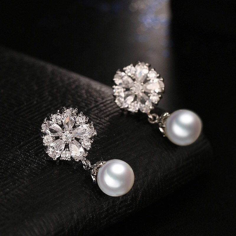 Diamond and Pearl Drop Wedding Gauges Plugs 8g0g Etsy