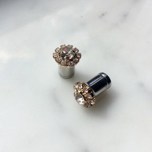 Diamant in Goldfassung Tunnel Plugs 8g 6g 4g 2g 0g 00g
