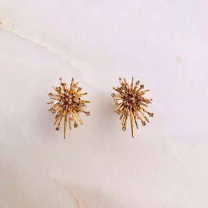 Gold Starburst Rhinestone Plugs: Statement Gauges (4g-00g)