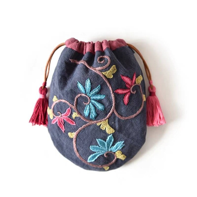 Flower hand embroidery hand bags,bunch of pocket,tulip,lotus