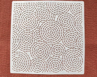 Sashiko Stencil  -Sashiko Embroidery Pattern -Quilting Stencil，Japanese traditional pattern,Screw threads, vortices 20*20cm