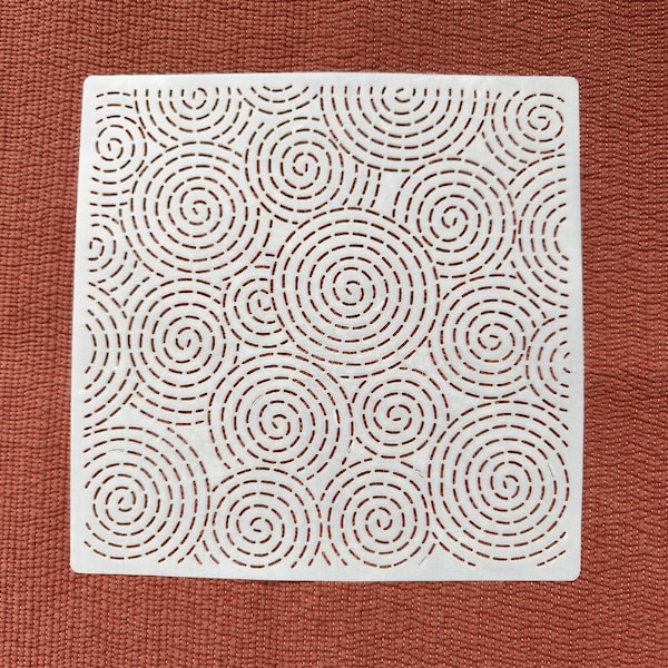 Sashiko Stencil  -Sashiko Embroidery Pattern -Quilting Stencil，Japanese traditional pattern,Screw threads, vortices 20*20cm