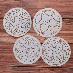 Sashiko Stencil  -Sashiko Embroidery Pattern -Quilting Stencil Sakura,Plum, bamboo, chrysanthemum