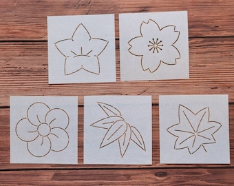 Sashiko Stencil  -Sashiko Embroidery Pattern -Quilting Stencil，Japanese traditional pattern，flower,Sakura plum blossom bamboo chrysanthemum