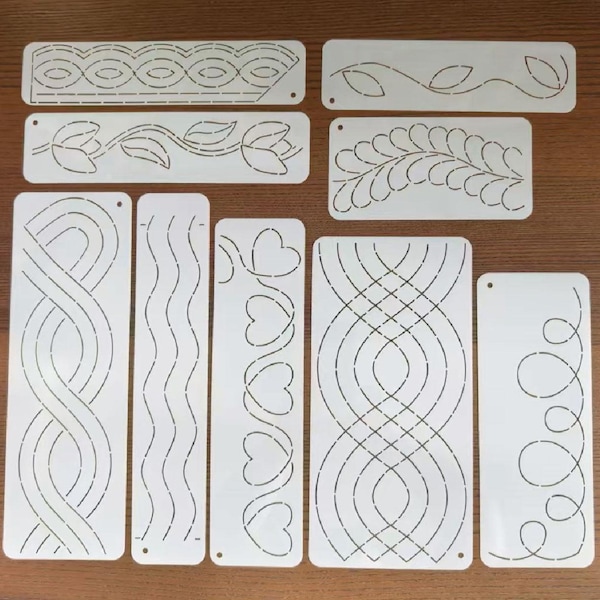 Quilting Stencils, 9PCS PET Sewing Templates, Border Pressing & Edge Design