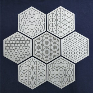 Sashiko Stencil  -Sashiko Embroidery Pattern Hexagon template A