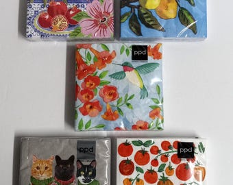 Servilletas de papel PPD para cóctel, 5 pulgadas, ideales para decoupage, manualidades y fiestas (5 estilos a elegir).