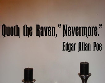 Edgar Allan Poe Raven Nevermore Quote Vinyl Wall Sticker Decal