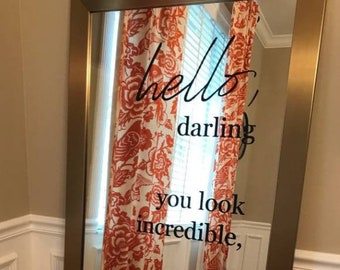 Calcomanía adhesiva de vinilo para pared con cita de recepción de asientos con letrero de boda personalizado (espejo no incluido)