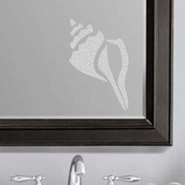 Seashell Design Bathroom Frosted Etched Glass Vinyl Sticker Decal 3"h x 2"w each (Qty 6 Decals)