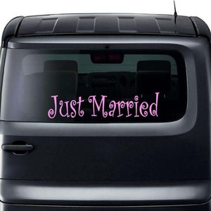 JUST MARRIED Wedding Wall Quote Vinyl Sticker Decal 4.5&quot;h x 22&quot;w