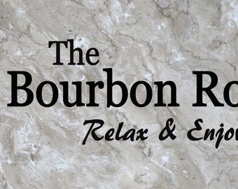 Vinilo decorativo de pared con frase sobre el bar Bourbon Room Whiskey Liquor, 7" o 9" de ancho