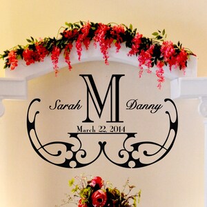 Elegant Wedding Monogram Custom Wall Vinyl Sticker Decal 30&quot;h X 48&quot;w
