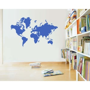 World Map Silhouette Vinyl Wall Sticker Decal 51&quot;h x 72&quot;w