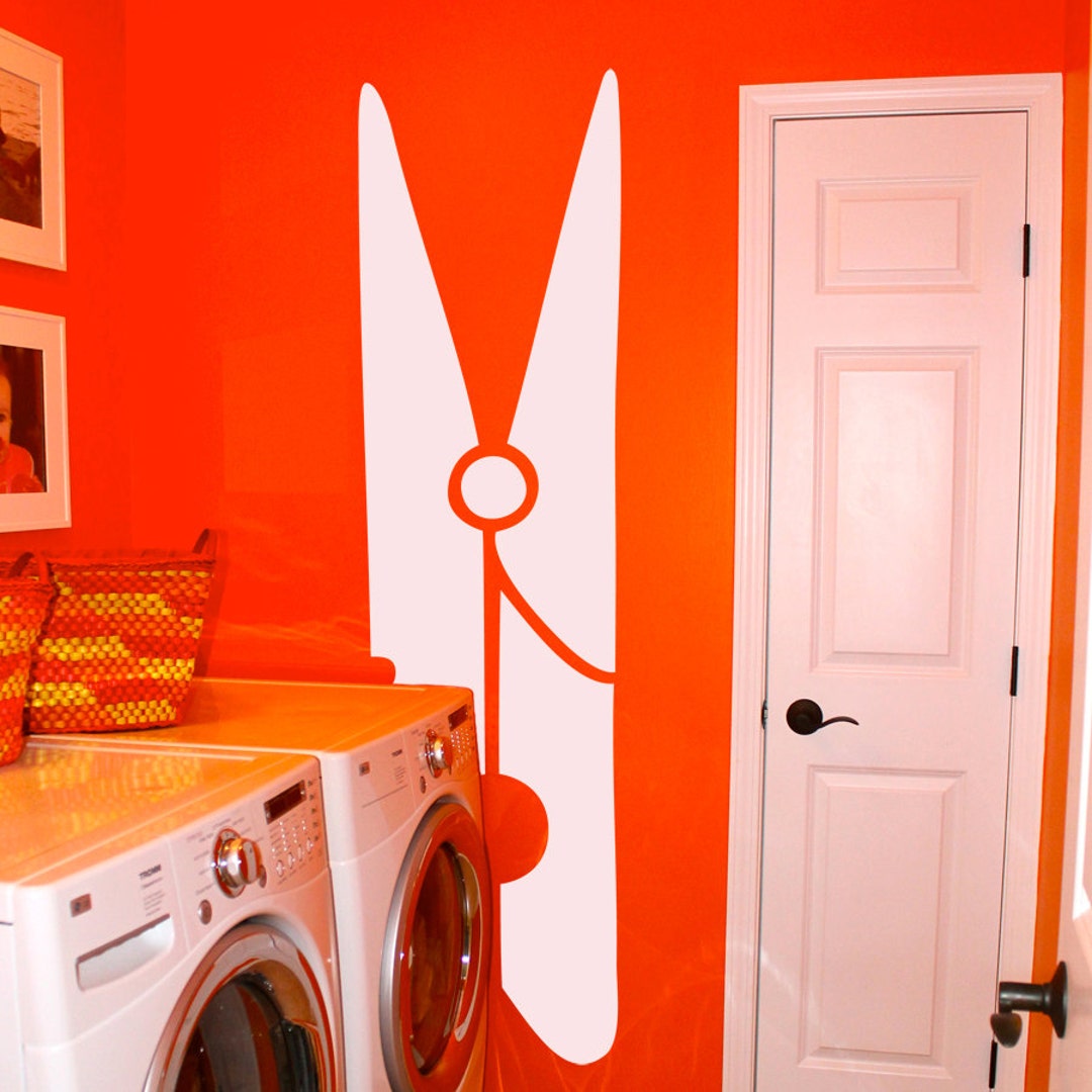 Clothespin Laundry Room Vinyl Wall Sticker Decal 6"w X 22"h - Etsy