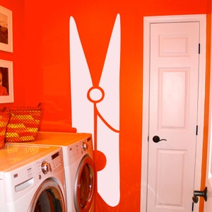 Clothespin Laundry Room Vinyl Wall Sticker Decal 16.5&quot;w x 60&quot;h