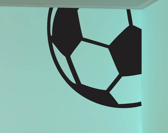 Soccer Ball Room Corner Vinyl Sticker Decal 23"h x 22"w