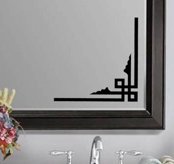 corner design bathroom wall sticker decals 14h x | etsy