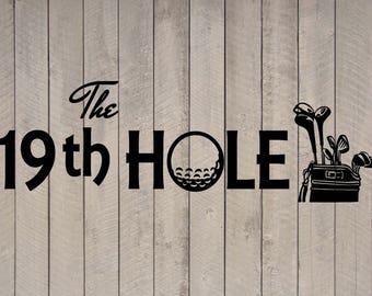 Calcomanía de vinilo con hoyo 19 de golf, 10,5 pulgadas de alto x 36 pulgadas de ancho