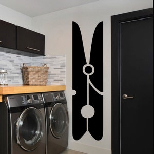 Clothespin Laundry Room Vinyl Wall Sticker Decal 11&quot;w x 40&quot;h