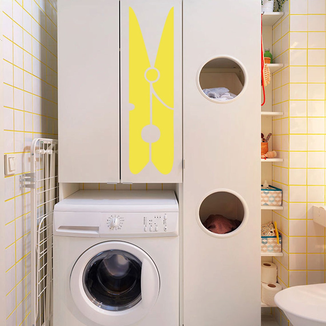 Clothespin Laundry Room Vinyl Wall Sticker Decal 6"w X 22"h - Etsy