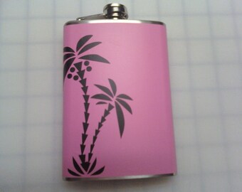 Palm Tree Bachelorette Party Stainless Steel Alcohol Liquor Flask 6 oz 8 oz.