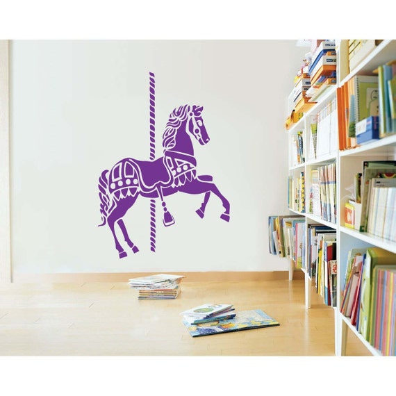 large merry go round carousel horse vinyl wall sticker decal | etsy