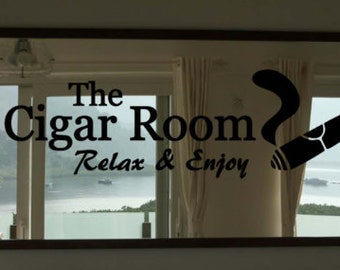 Cigar Room Bar Vinyl Wall Quote Sticker Decal (Mirror not Included)