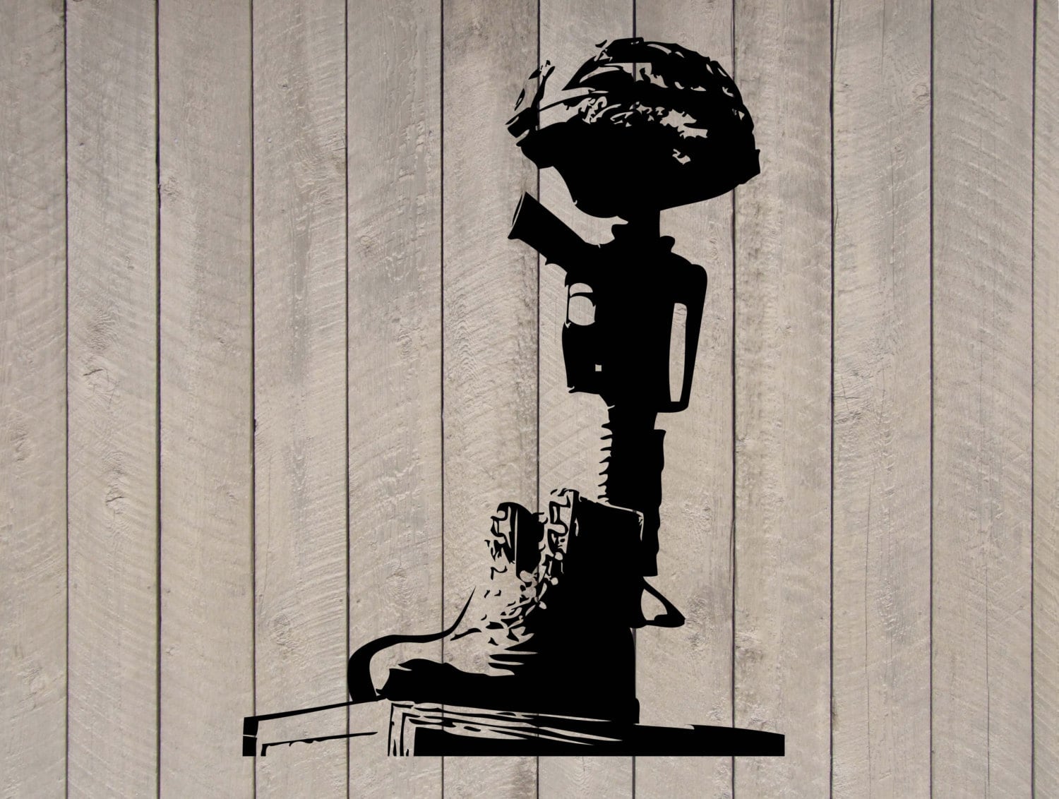 Helmet Rifle Boots Fallen Soldier Quote Memorial Wall Sticker 26"h X 20 ...