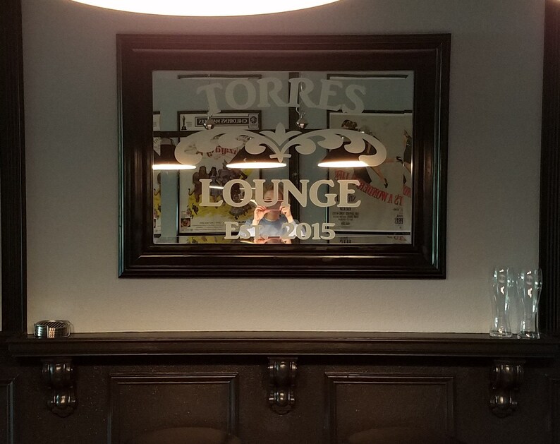 Custom Family Lounge Frosted Etched Glass Vinyl Wall E Sticker Decal Mirror Not Included