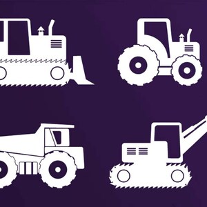 Construction Vehicles Trucks Vinyl Wall Sticker Decals 8&quot;- 10&quot;w (4 Different Designs)