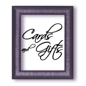 Cards and Gifts Script Wedding Vinyl Sticker Decal 7&quot;h x 8&quot;w