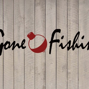 Gone Fishing Beach Wall Quote Vinyl Sticker Decal 5.5&quot;h x 22&quot;w