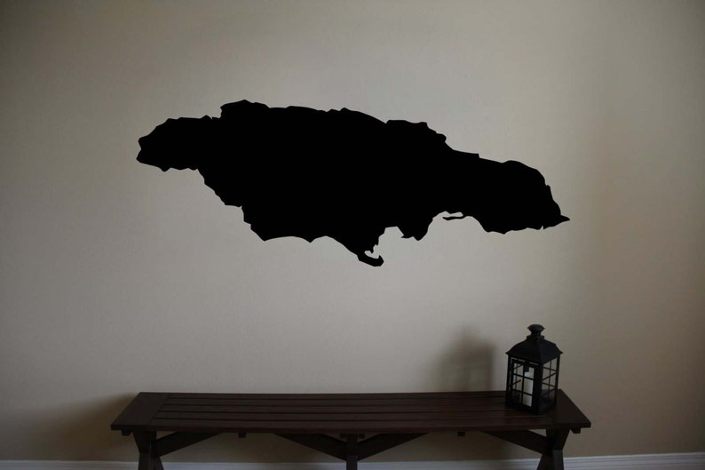 Jamaica Map Silhouette Vinyl Wall Sticker Decal 14h X Etsy