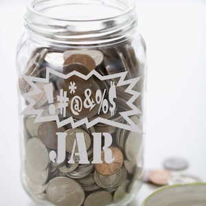 SWEAR JAR Frosted Etched Glass Vinyl Sticker Decal 3.75&quot;h x 6&quot;w