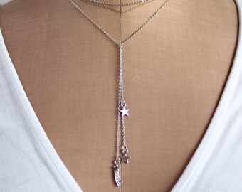 Shooting Star - Lariat Necklace, Y Necklace, Star Necklace, Celestial Jewelry, Back Necklace, Long Necklace
