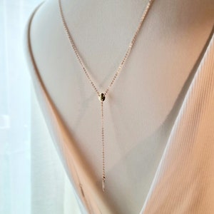 Harper - Collana con sfondo, Collana con retro semplice, Gioielli da sposa minimali, Collana con sfondo, Collana con retro in oro rosa, Catena con retro
