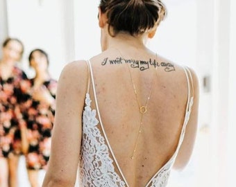 Laura - Back Necklace, Back Chain, Gold Leaf Bridal Jewelry, Greek Laurel Leaves, Bridal Jewelry for Open Back, Elopement