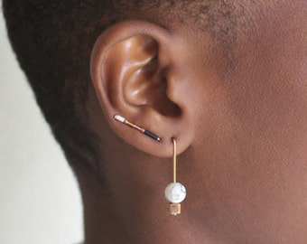 Kim - Minimalist Earrings, Dainty Gold Earring, Edgy Ear Cuff, Marble Earrings, Holiday Gift, Modern Simple Trendy