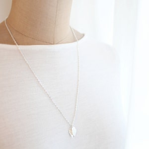 Leaf Back Drop Necklace, Everyday Jewelry, Minimal Leaf Pendant, Silver and Gold Color image 3