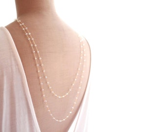 Luce - Layer Necklace, Gold Color, Back Necklace, Wedding Jewelry, Bridal Back Chain, Back Drop Necklace