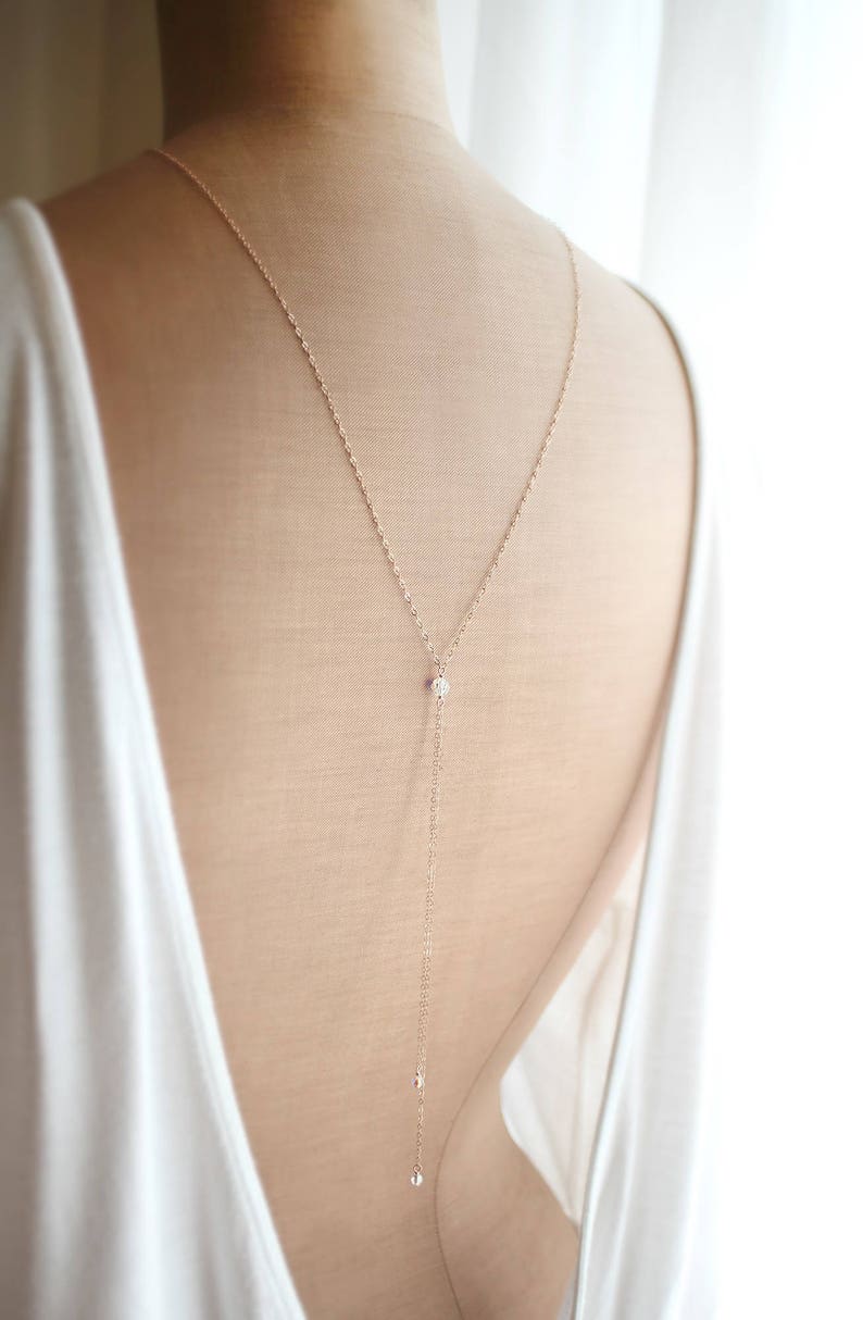 Faith Backdrop Necklace, Shoulder Necklace, Bridal Jewelry, Back Drop Necklace, Rose Gold Back Necklace, Back Necklace for Wedding Dress image 8