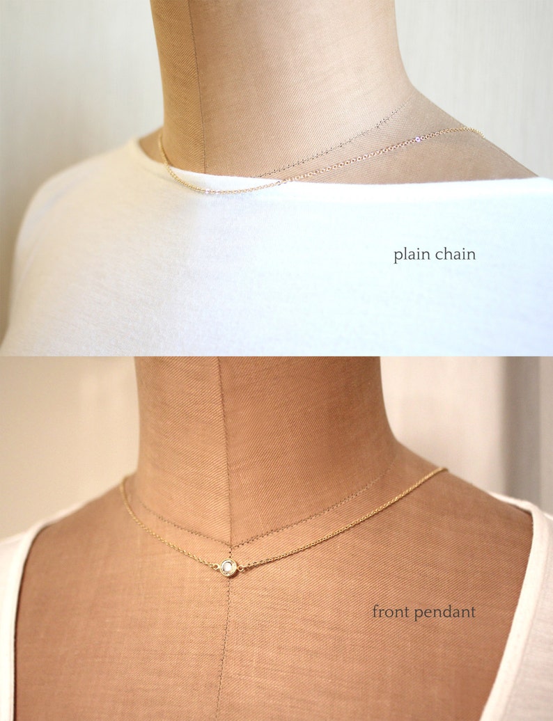 Dia Back Necklace, Backdrop Necklace, Back Chain, Shoulder Necklace, Bridal Back Drop Necklace, Rose Gold Necklace, Gold Lariat, Minimal image 4