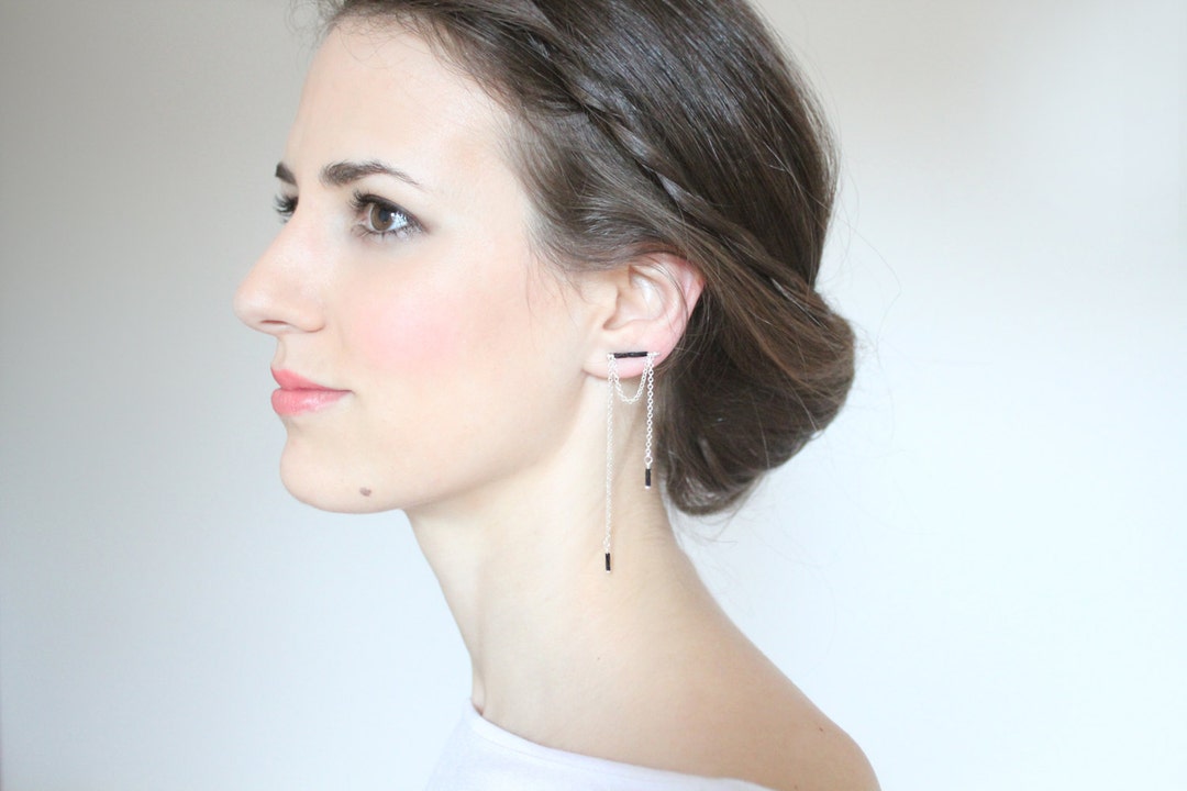 Lulu Ear Cuff, Ear Crawler, Ear Climber, Silver Long Earrings, Punk
