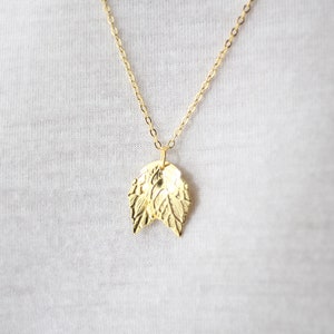 Leaf Back Drop Necklace, Everyday Jewelry, Minimal Leaf Pendant, Silver and Gold Color image 7