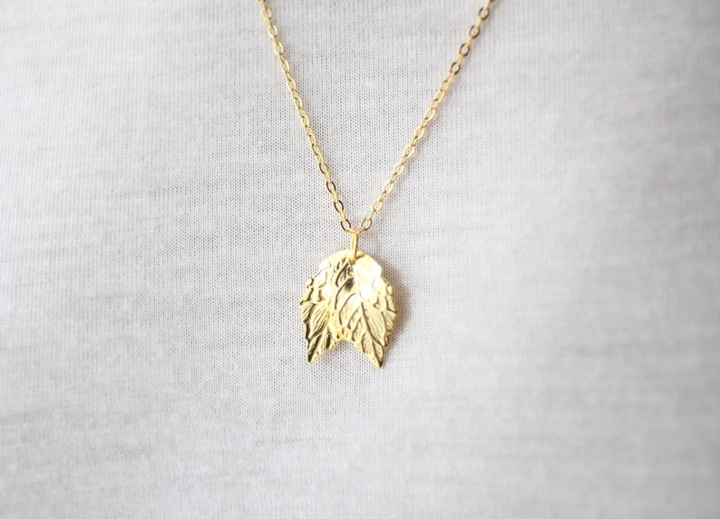 Leaf Back Drop Necklace, Everyday Jewelry, Minimal Leaf Pendant, Silver and Gold Color image 7