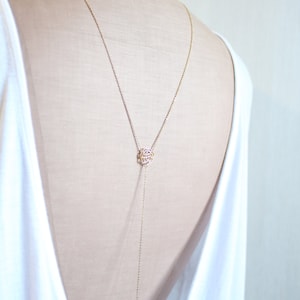 Perle Kamelie - Back Drop Halskette, Schulter Halskette, Perlen Braut Halskette, Art Deco, Back Chain Halskette, Backdrop Halskette, Y-Halskette