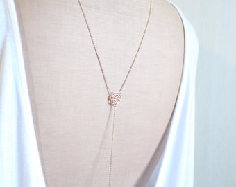 pearl camellia - Back Drop Necklace, Shoulder Necklace, Pearl Bridal Necklace, Art Deco, Back Chain Necklace, Backdrop Necklace, Y Necklace