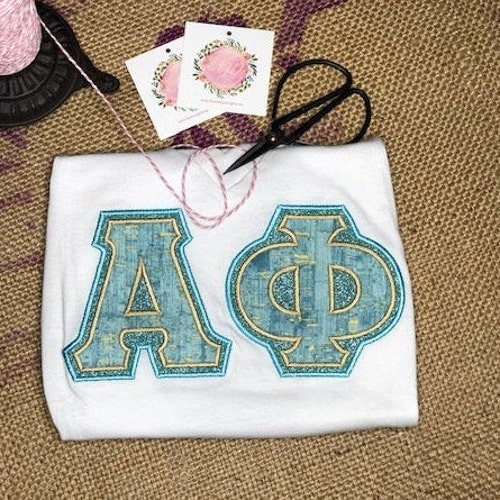 Sorority Greek Letter Shirt Light Blue W/pink Seersucker Etsy
