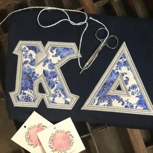 Sorority Greek Letter Shirt Light Blue W/pink Seersucker Etsy